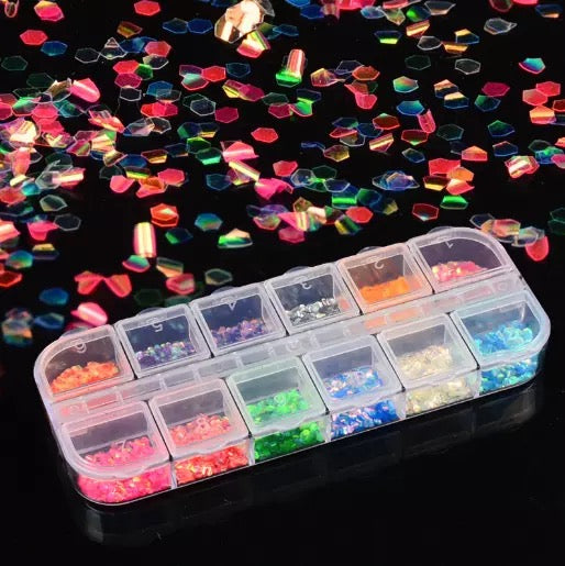 Mermaid Hexagon Glitter Nail Art
