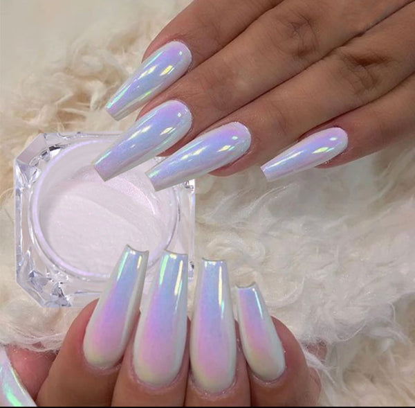Chrome powder nail art
