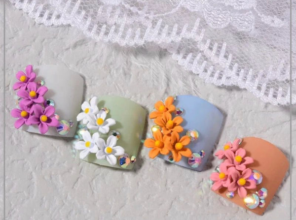 Mixed colors nail art flowers