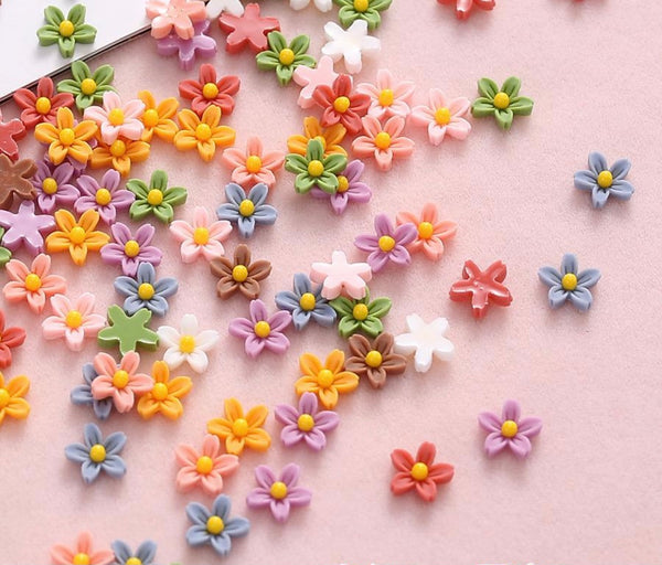 Mixed colors nail art flowers