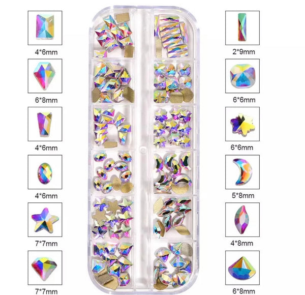 120 pcs Box AB Rhinestones Shaped Crystals